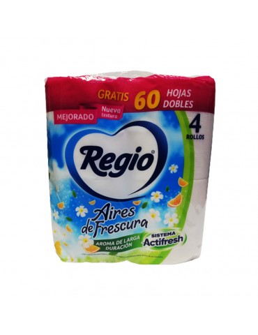 PAPEL HIGIENICO REGIO AIRES DE FRESCURA 200HJS C/4PZ      X/12