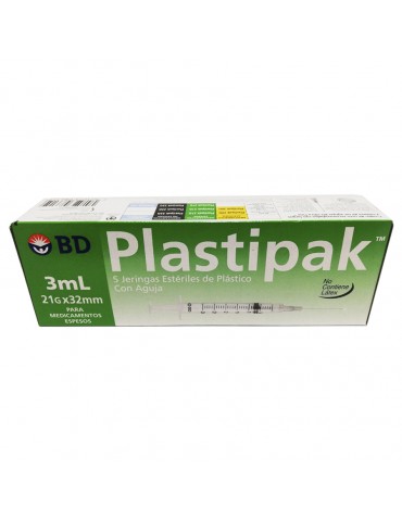 JERINGA PLASTIPAK  3ML VERDE C/5        X/40