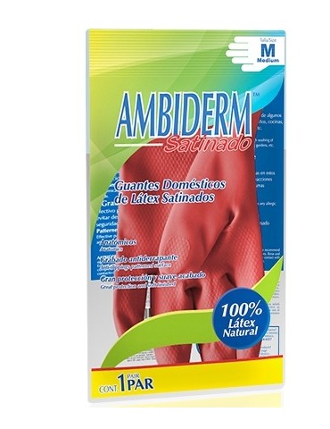 GUANTES AMBIDERM SATINADO ROJO MEDIANO     X/120