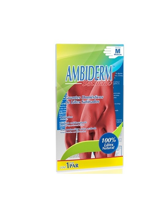 GUANTES AMBIDERM SATINADO ROJO GRANDE X/120