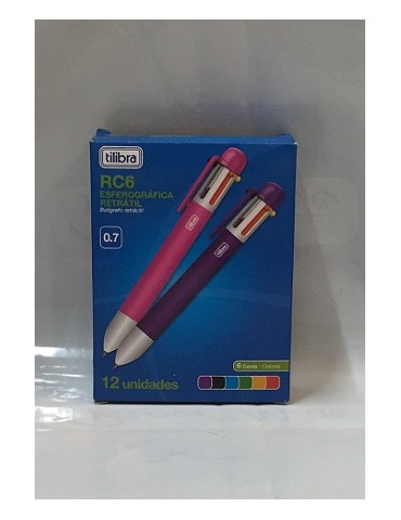 BOL. TILIBRA RETRACTIL RC6 6-COLORES 0.7 C/12PZS