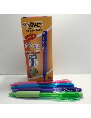 BOL. BIC BU3 GRIP FASHION SURTIDO C/12PZ     X/18