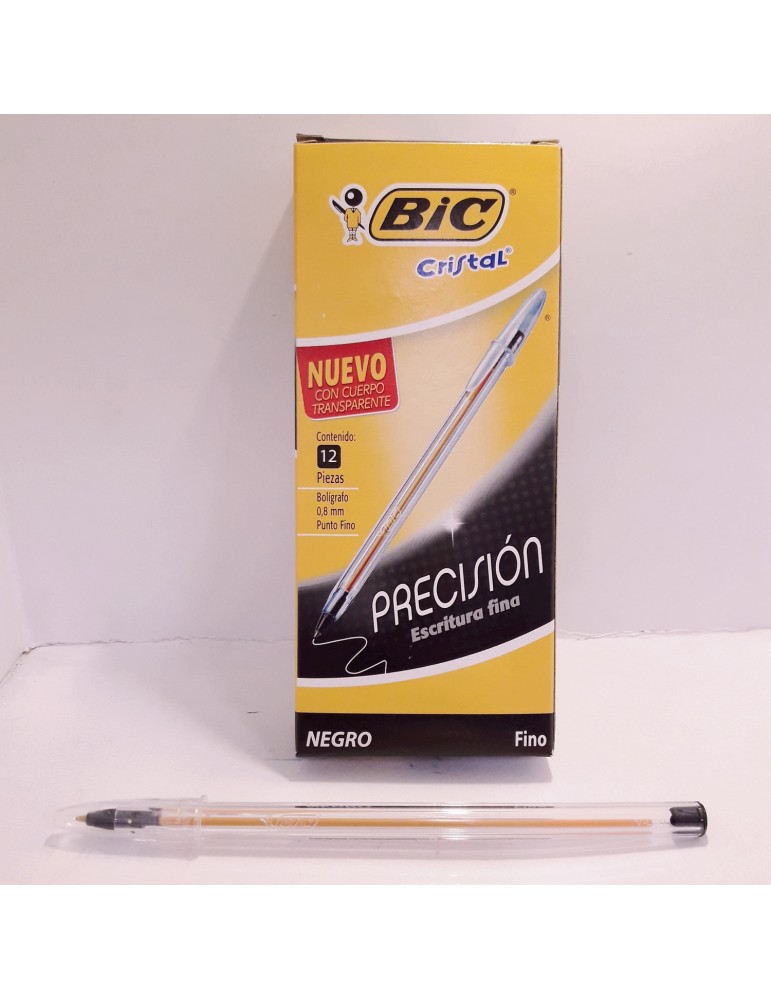 Bolígrafo Bic Cristal Fino Negro 12pz, Bolígrafos