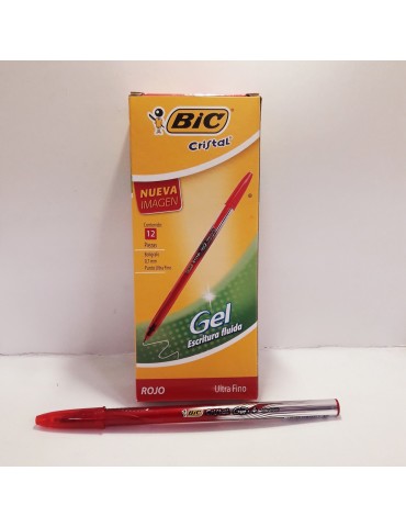 BOL. BIC CRISTAL GEL MEDIANO ROJO C/12PZ   X/18***