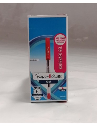 BOL. PAPER MATE GEL ROJO C/6PZ 2066239     X/24